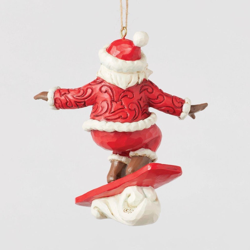 Jim Shore Snowboarding Santa Ornament