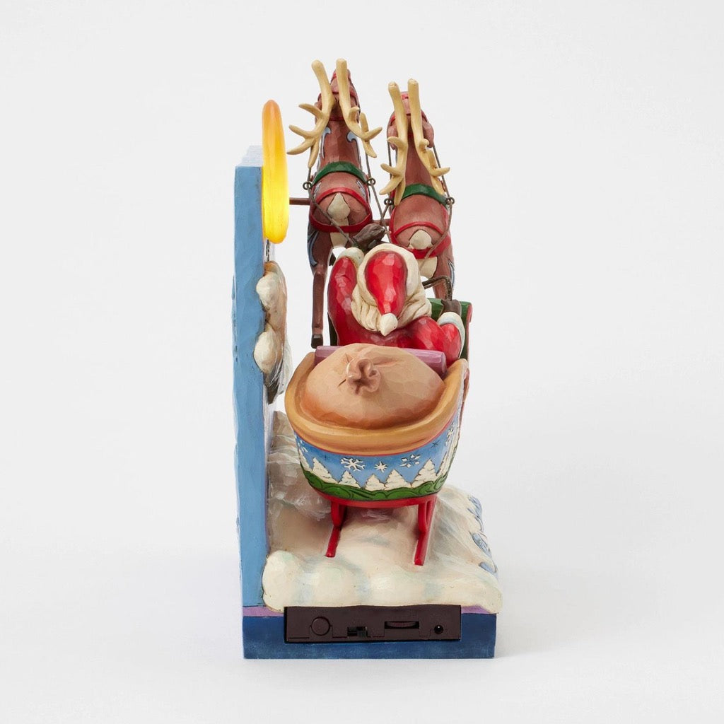 Jim Shore Santa Sleigh With Reindeer LED Figurine