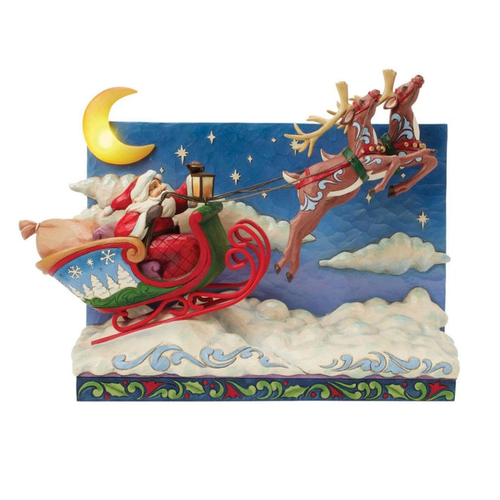 Jim Shore Santa Sleigh With Reindeer LED Figurine