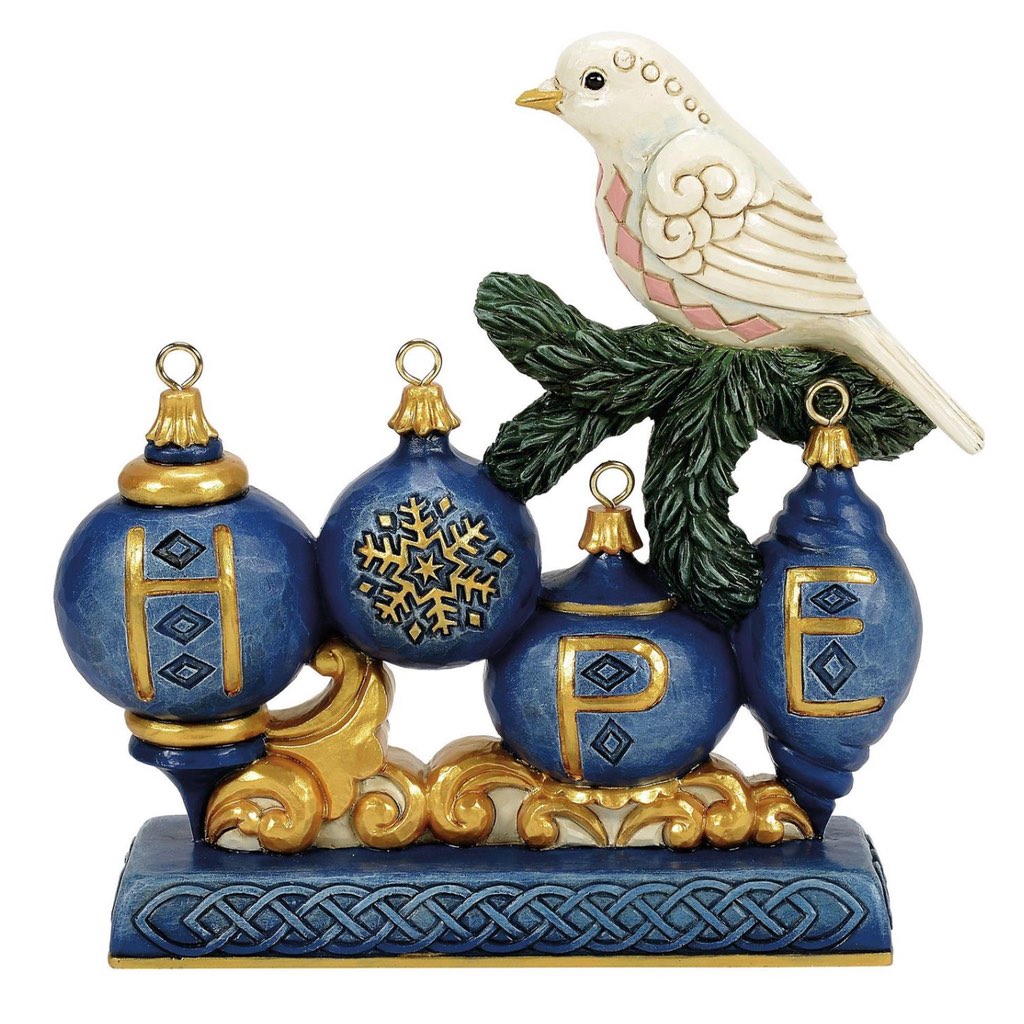 Jim Shore Blue & Gold Hope With Dove Figurine - Thumbnail 2