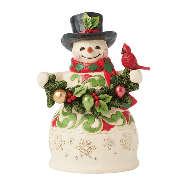 Jim Shore Snowman Garland & Cardinal Figurine