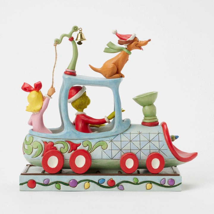 Jim Shore Grinch Max & Cindy on Train Figurine
