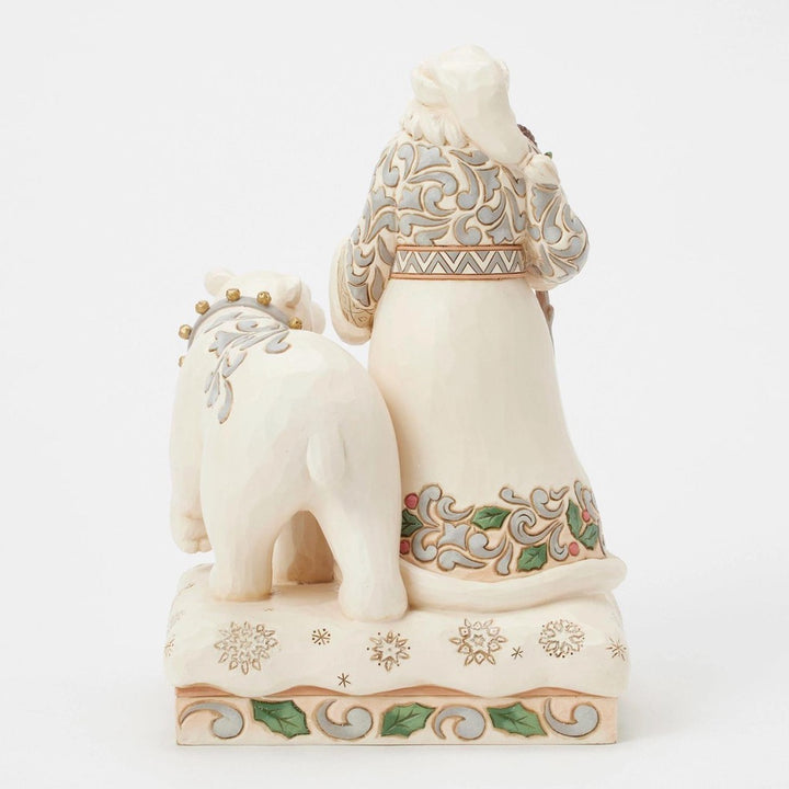 Jim Shore White Woodland Santa With Bear Figurine