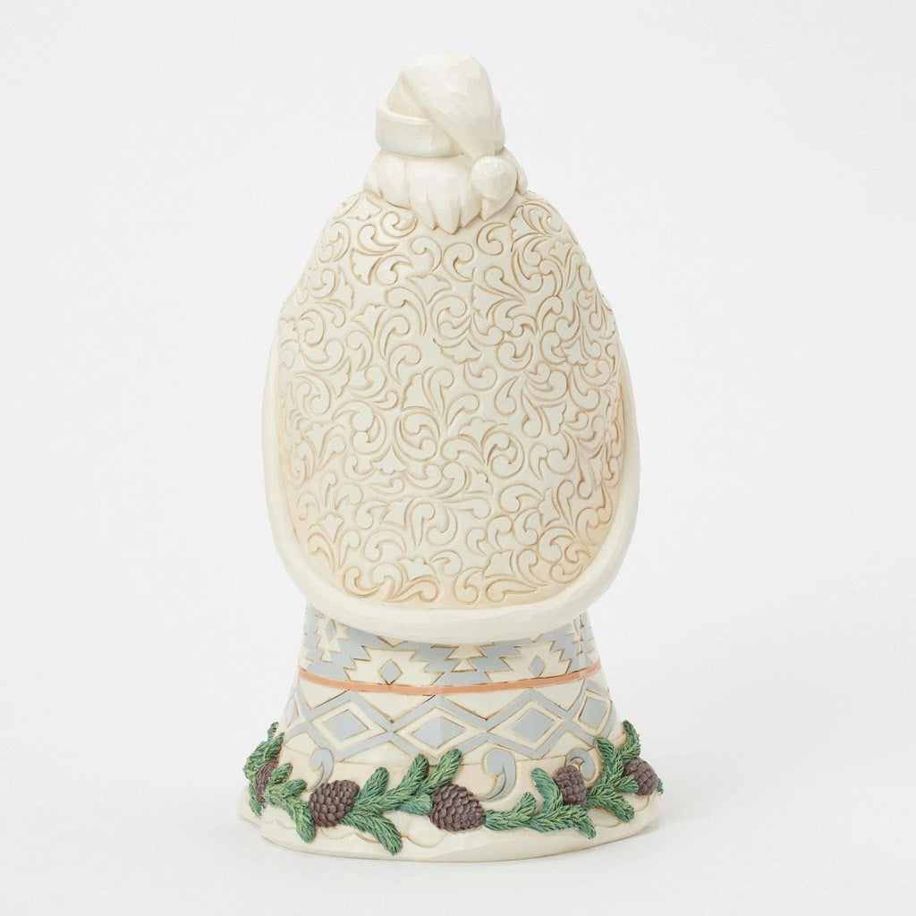 Jim Shore White Woodland Santa Basket & Bells Figurine - Thumbnail 5