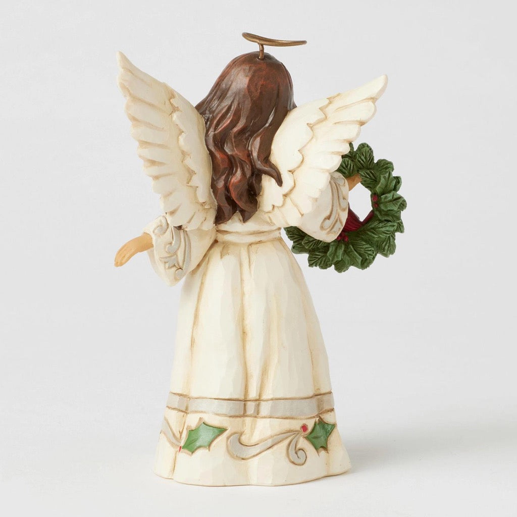 Jim Shore White Woodland Angel With Cardinal Figurine
