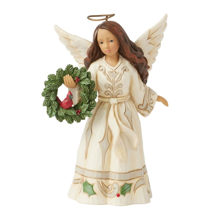 Jim Shore White Woodland Angel With Cardinal Figurine