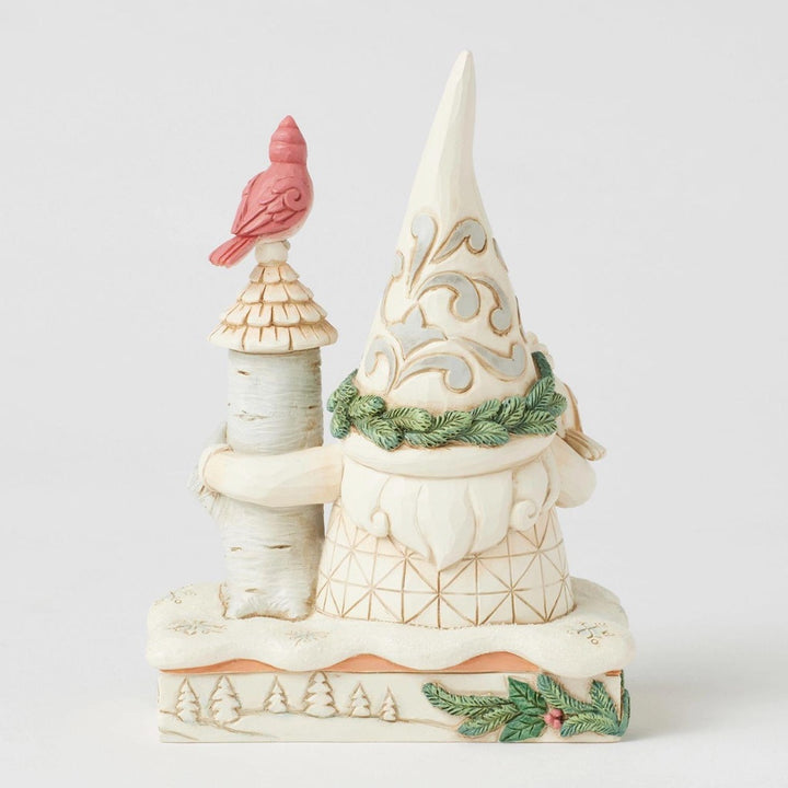 Jim Shore White Woodland Gnome With Birdhouse Figurine