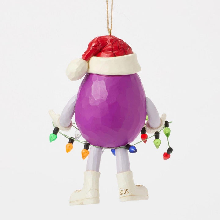 Jim Shore M&Ms Purple Character Wrapped in Lights Ornament