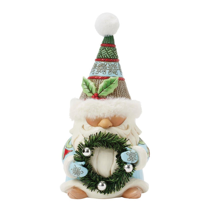 Jim Shore Holiday Gnome Wreath & Fur Hat Figurine