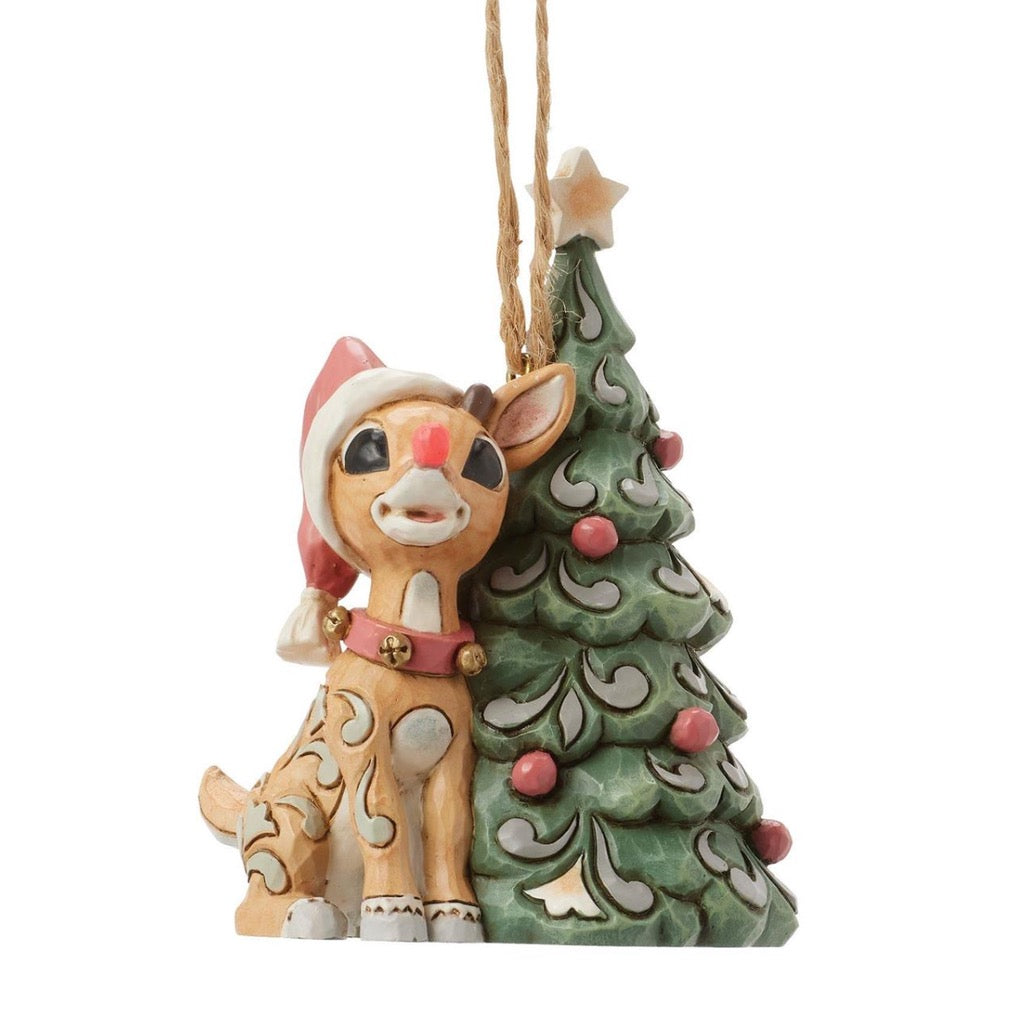 Jim Shore Woodland Rudolph with Christmas Tree Ornament