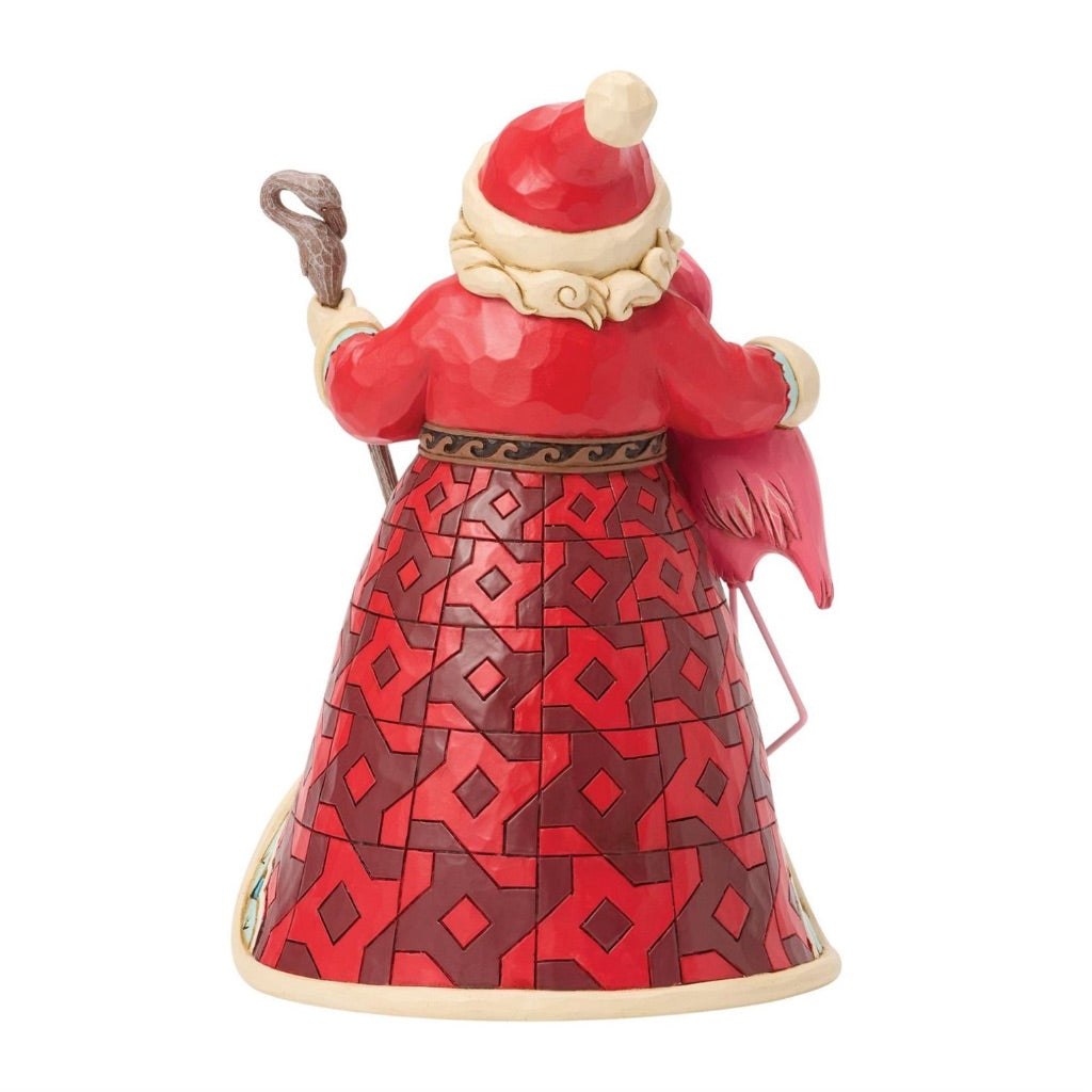 Jim Shore Coastal Santa With Flamingo Figurine