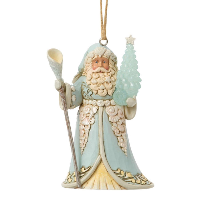 Jim Shore Coastal Santa With Sea Glass Tree Christmas Ornament