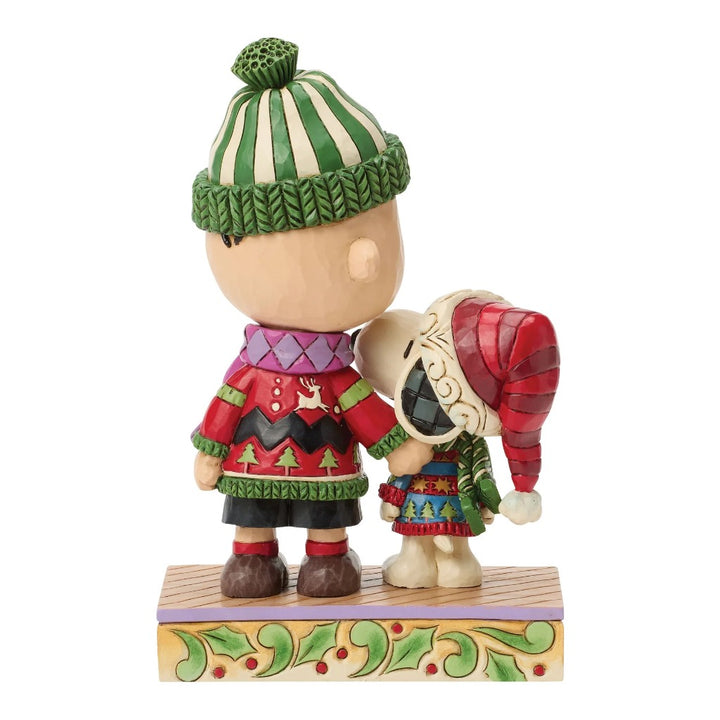 Jim Shore Peanuts Snoopy And Charlie Brown In Ugly Christmas Sweater Figurine