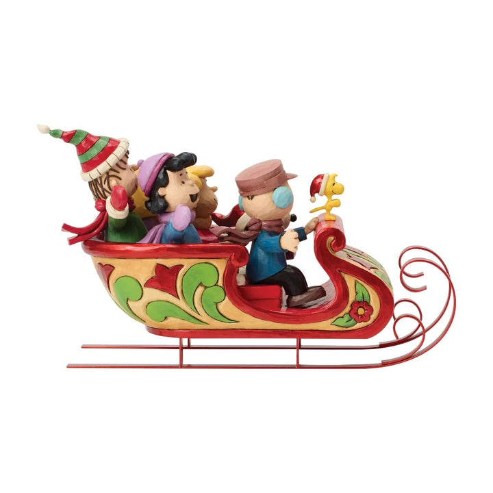 Jim Shore Peanuts Snoopy And Friends In Sleigh Figurine