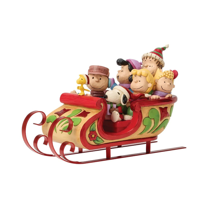 Jim Shore Peanuts Snoopy And Friends In Sleigh Figurine
