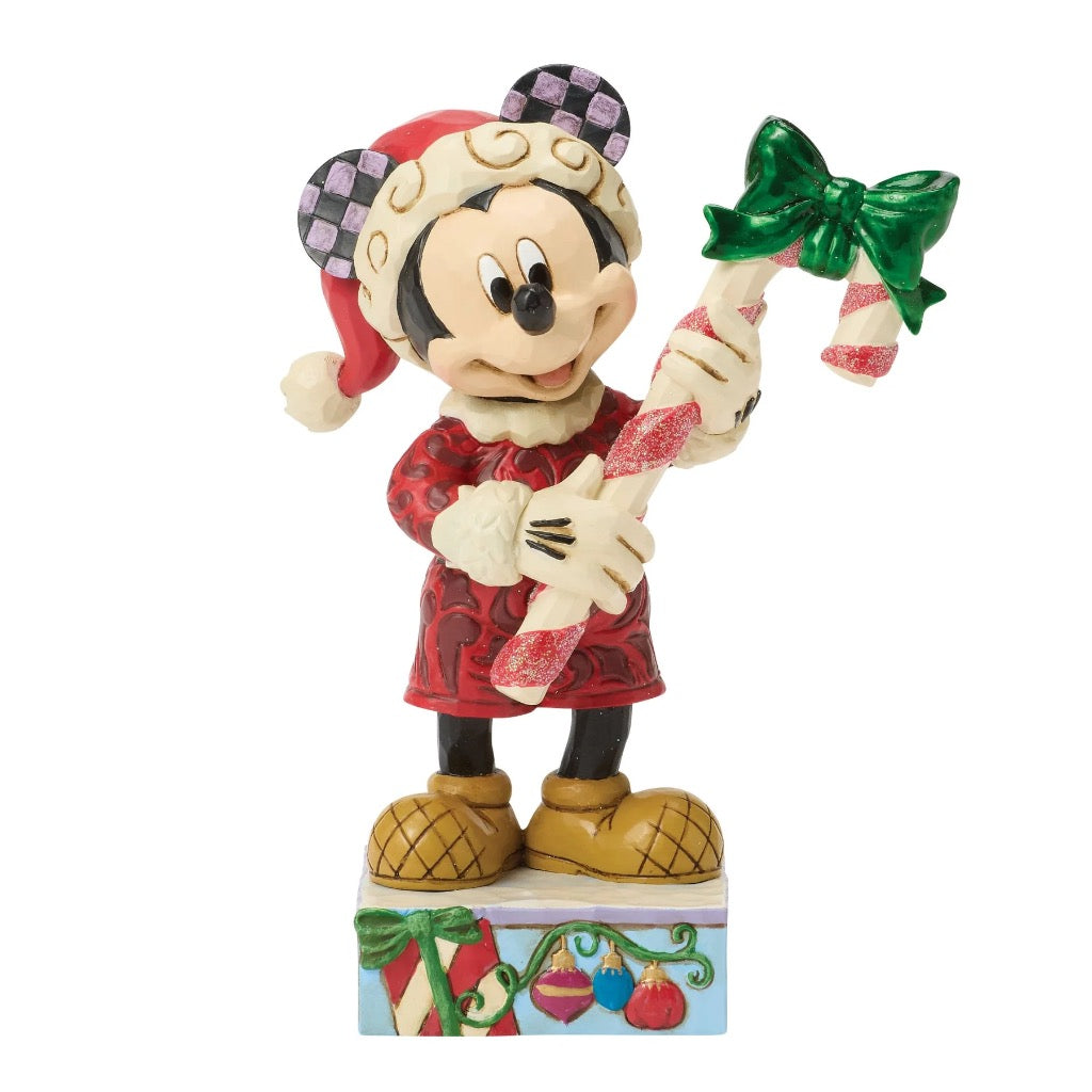 Jim Shore Disney Traditions Mickey With Candy Cane Figurine