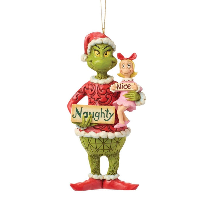 Jim Shore Grinch & Cindy Lou With Sign Ornament