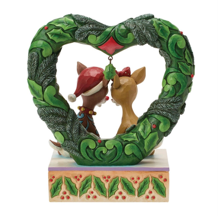 Jim Shore Rudolph & Clarice Heart Wreath Figurine