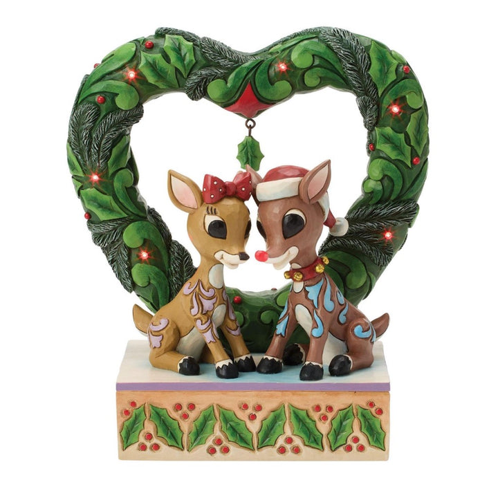 Jim Shore Rudolph & Clarice Heart Wreath Figurine