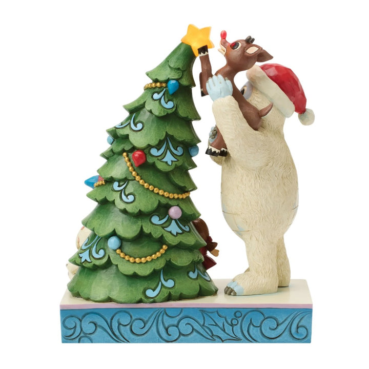 Jim Shore Rudolph Bumble Holding Rudolph By Tree Figurine