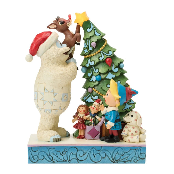 Jim Shore Rudolph Bumble Holding Rudolph By Tree Figurine