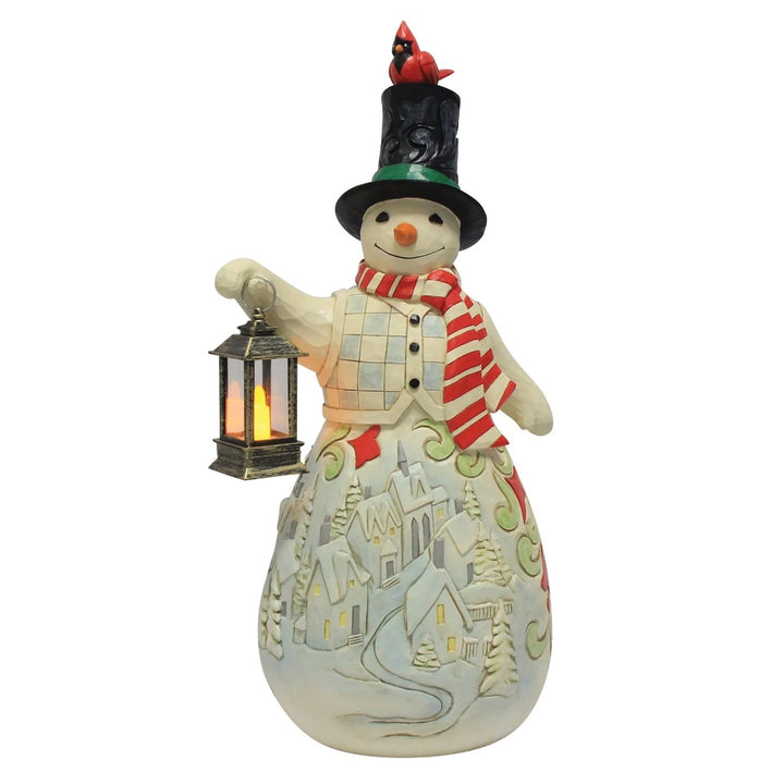 Jim Shore Snowman with LED Candle Statue