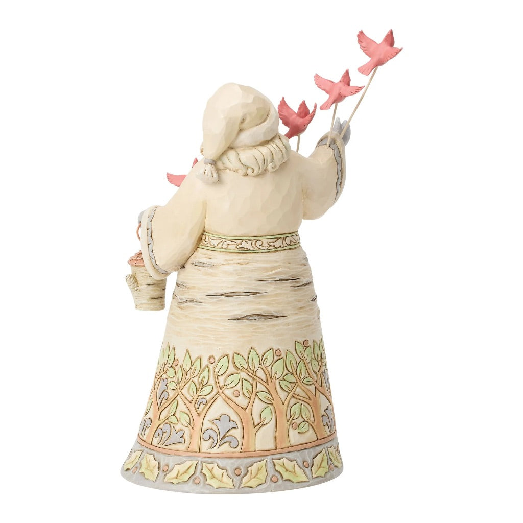 Jim Shore White Woodland Santa With Flying Cardinals Figurine