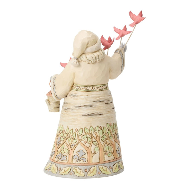 Jim Shore White Woodland Santa With Flying Cardinals Figurine
