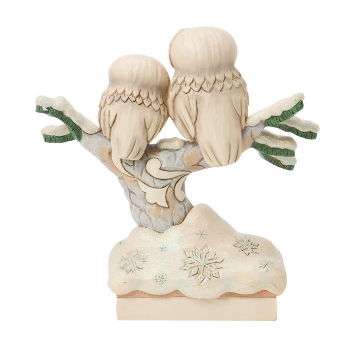 Jim Shore White Woodland Owls On a Tree Figurine
