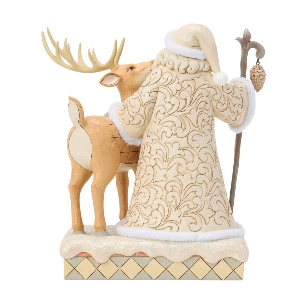 Jim Shore White Woodland Santa With Buck Figurine