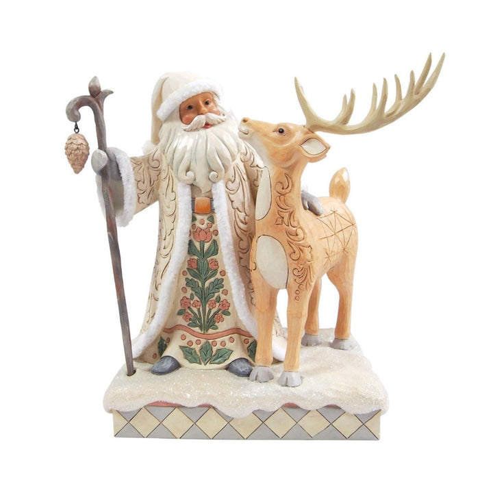 Jim Shore White Woodland Santa With Buck Figurine