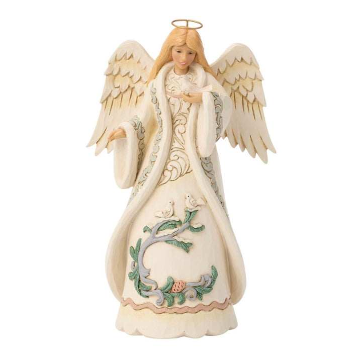 Jim Shore White Woodland Angel With Dove Figurine