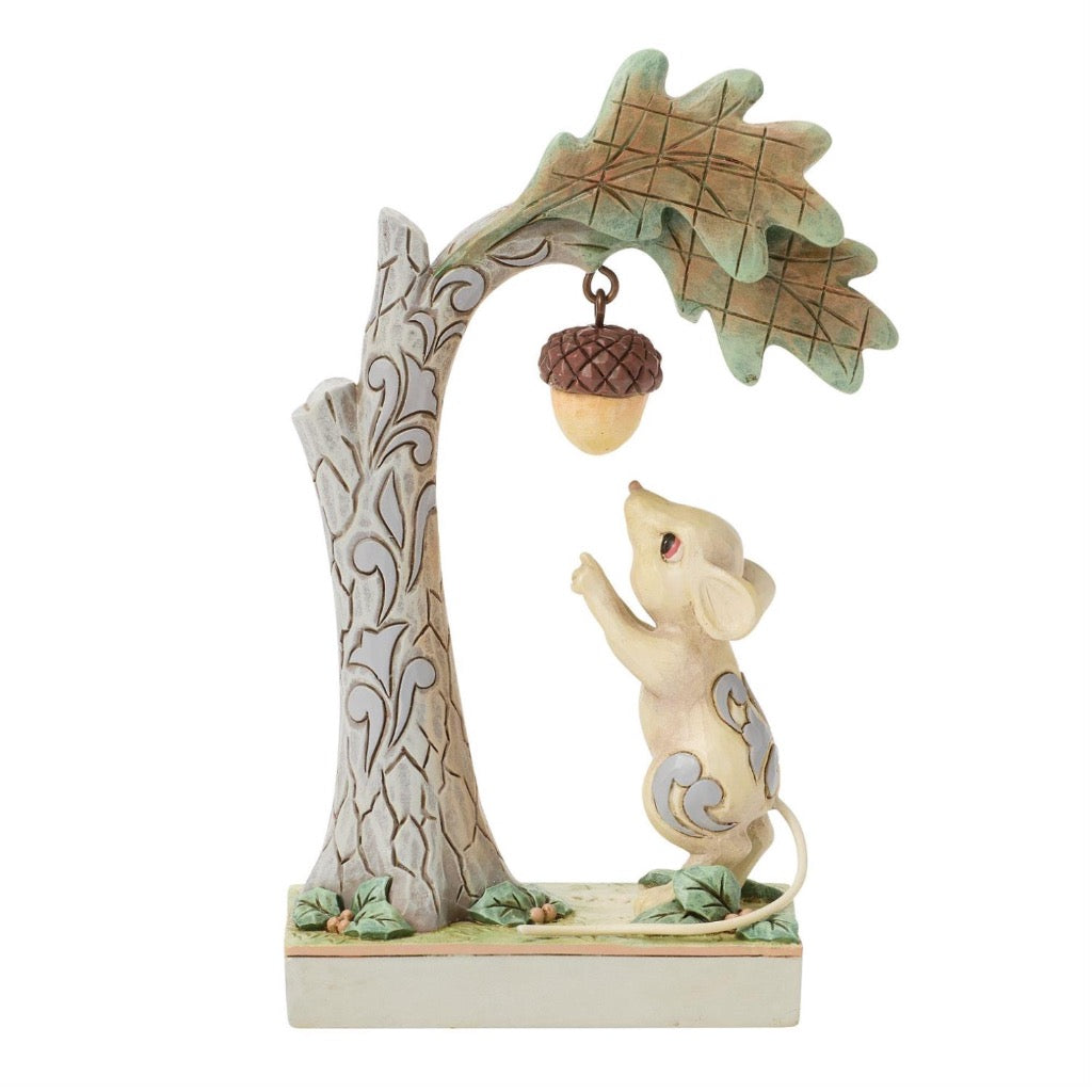 Jim Shore White Woodland Mouse & Acorn Figurine