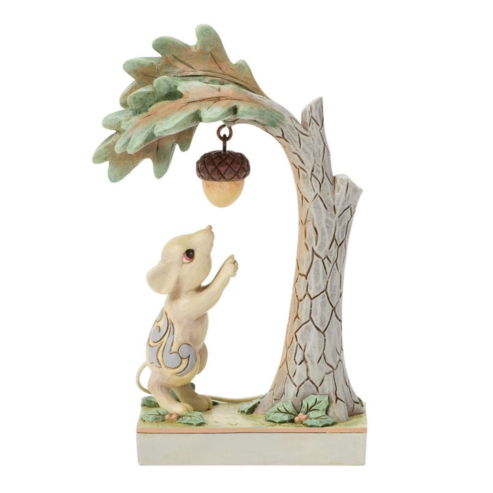 Jim Shore White Woodland Mouse & Acorn Figurine