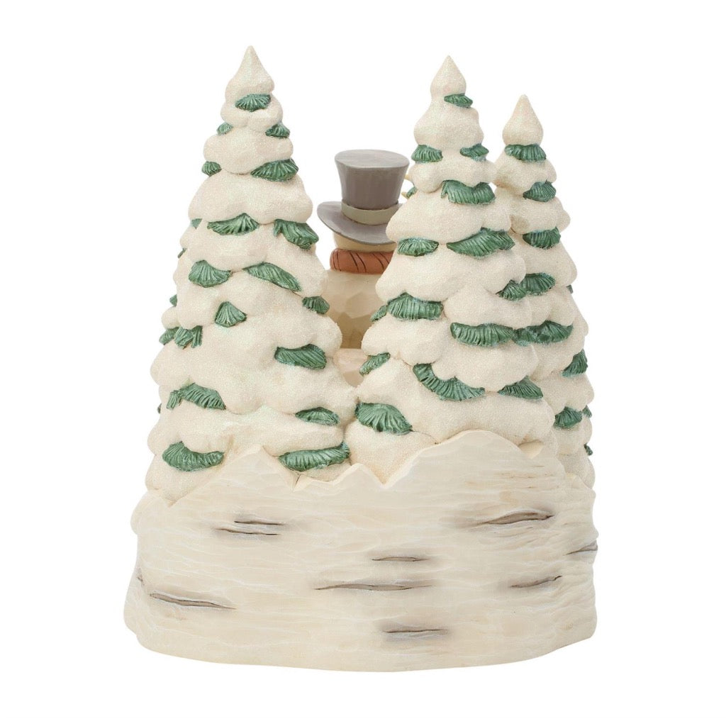 Jim Shore White Woodland Snowman With Forest Animals Figurine