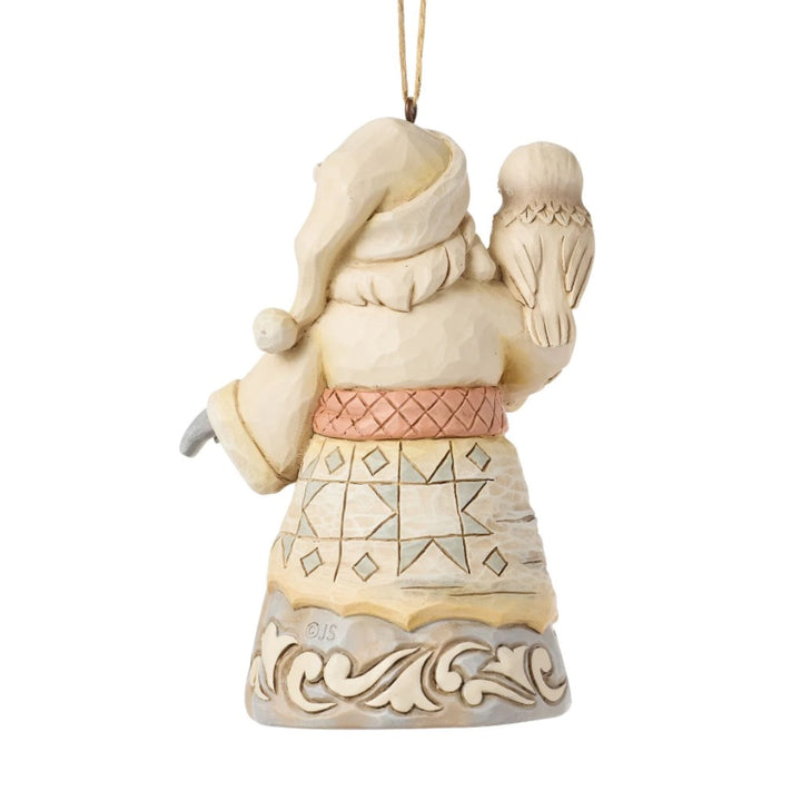 Jim Shore White Woodland 2026 Dated Santa With Owl Ornament