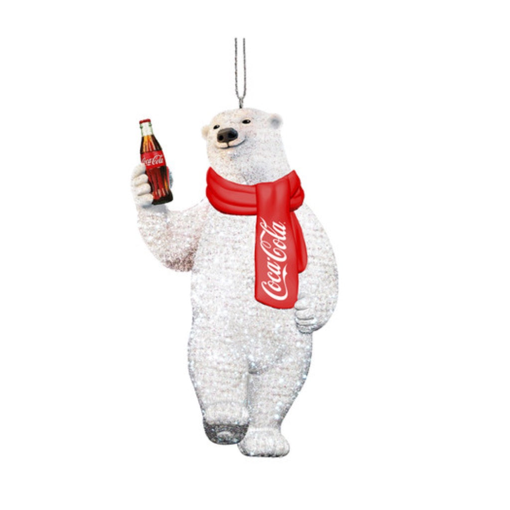 Kurt Adler Coca Cola Beaded Bear With Coke Bottle Christmas Ornament
