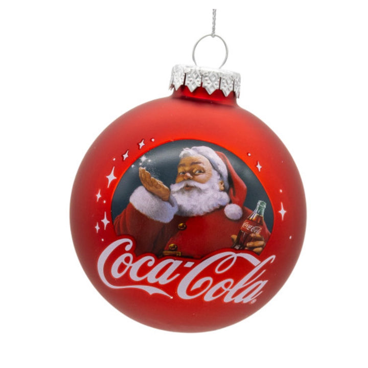 Kurt Adler Coca Cola Santa Glass Ball Christmas Ornament