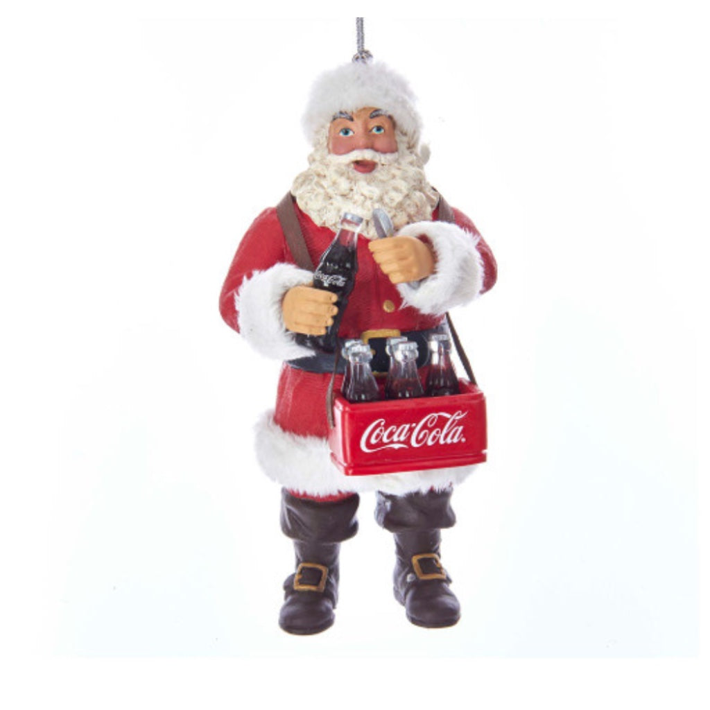 Kurt Adler Coca Cola Santa Opening Coke Bottle Christmas Ornament