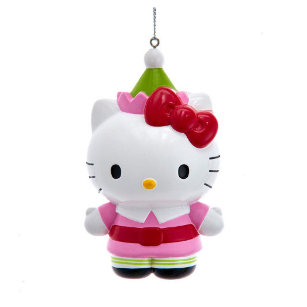 Kurt Adler Hello Kitty With Elf Hat Blow Mold Christmas Ornament