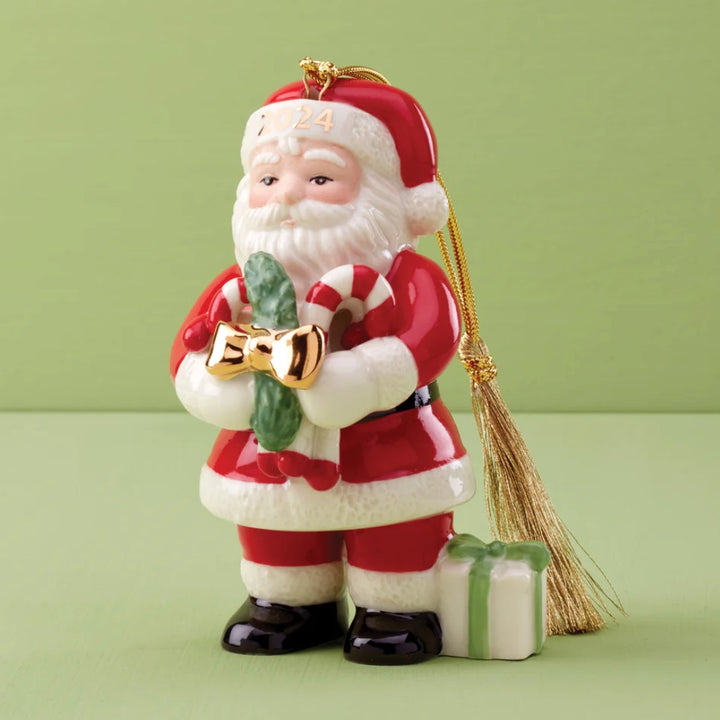 Lenox 2024 Santa With Pickle & Candy Cane Ornament