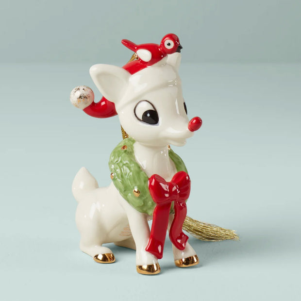 Lenox Rudolph And Cardinal Friend Ornament