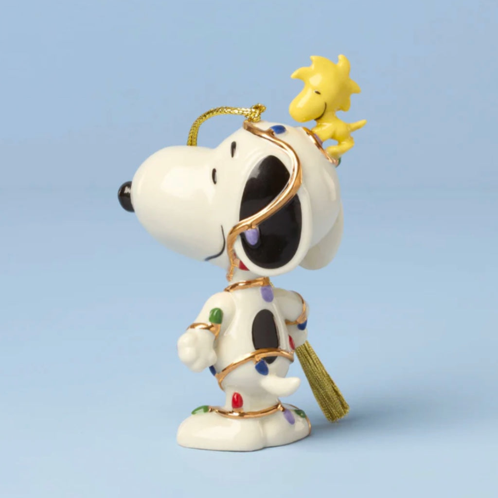 Lenox Snoopy Tangled in Lights Christmas Ornament