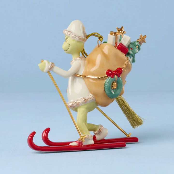 Lenox Grinch on Skis Ornament