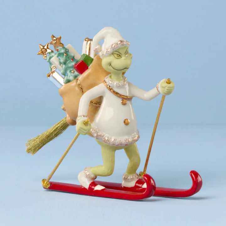 Lenox Grinch on Skis Ornament