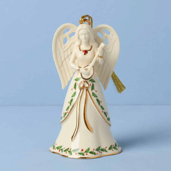 Lenox Holiday Angel Bell With Mandolin Ornament