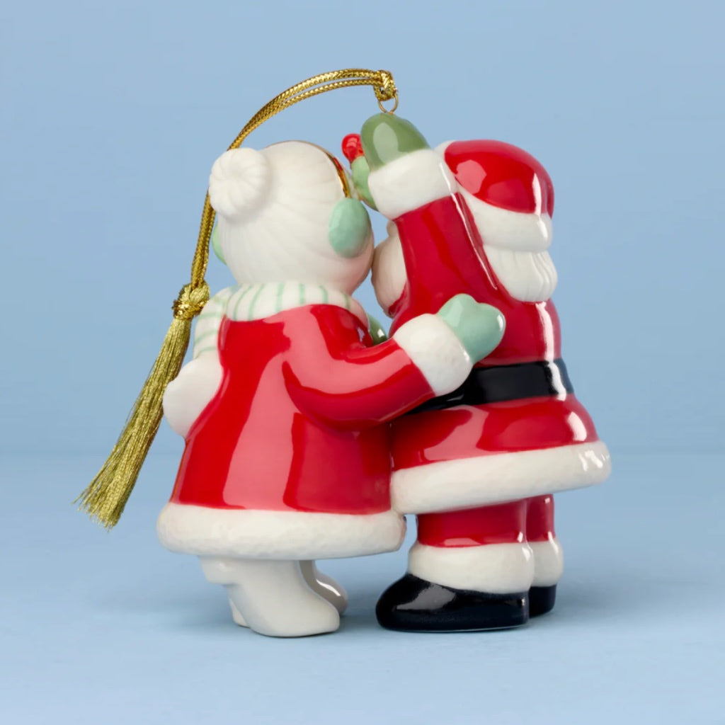 Lenox Santa & Mrs. Claus Under Mistletoe Ornament