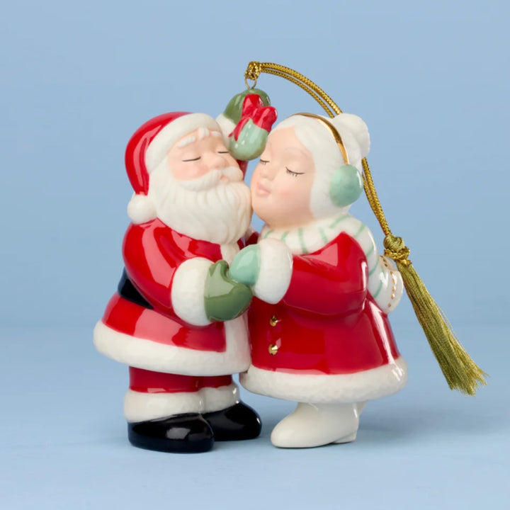Lenox Santa & Mrs. Claus Under Mistletoe Ornament