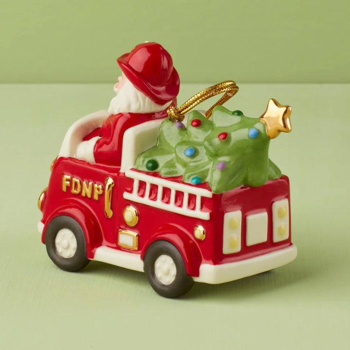 Lenox Santa With Fire Truck Ornament