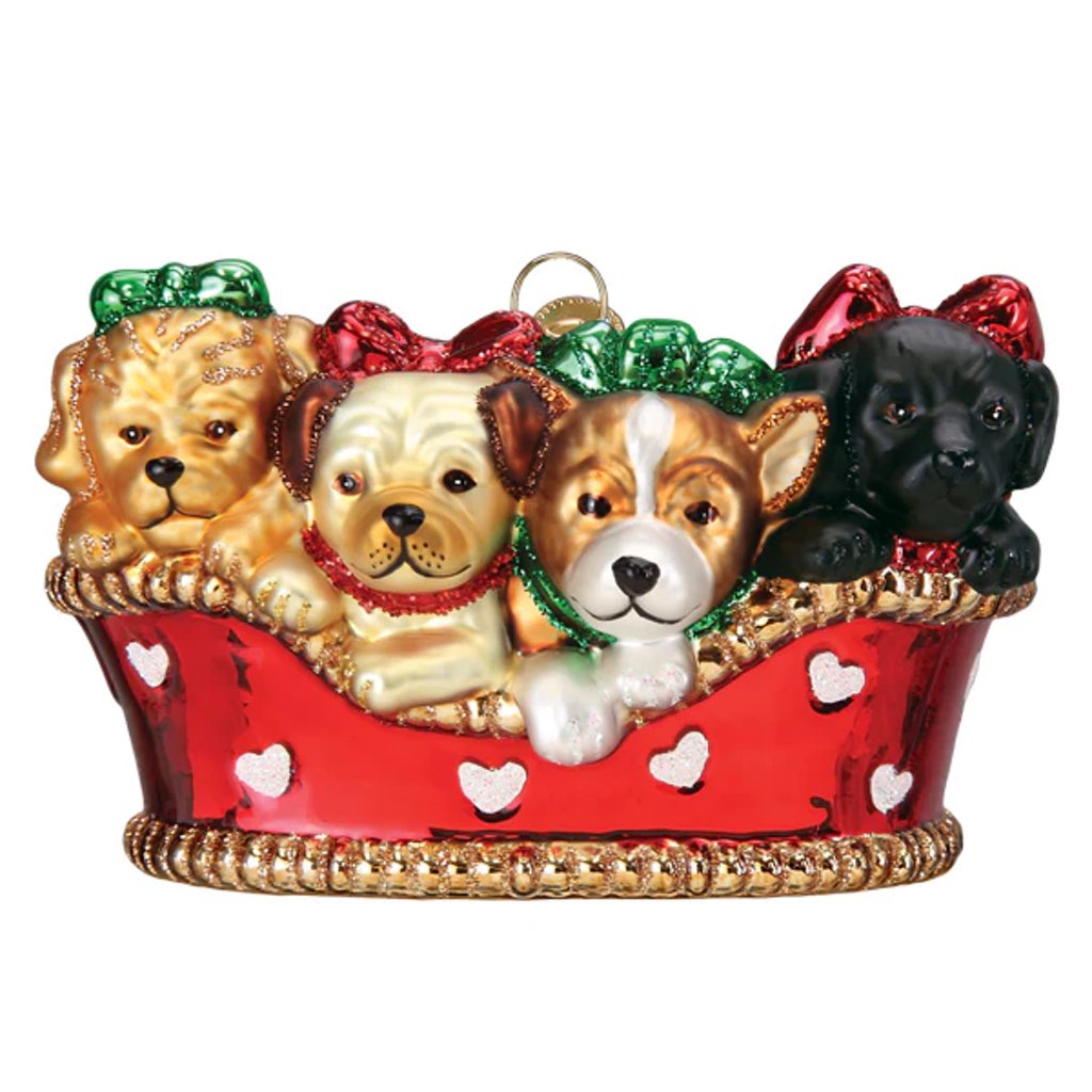 Puppies In A Basket Ornament - Thumbnail 2